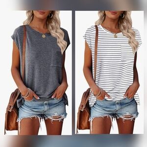 Cap Sleeve Tshirts, Size Large